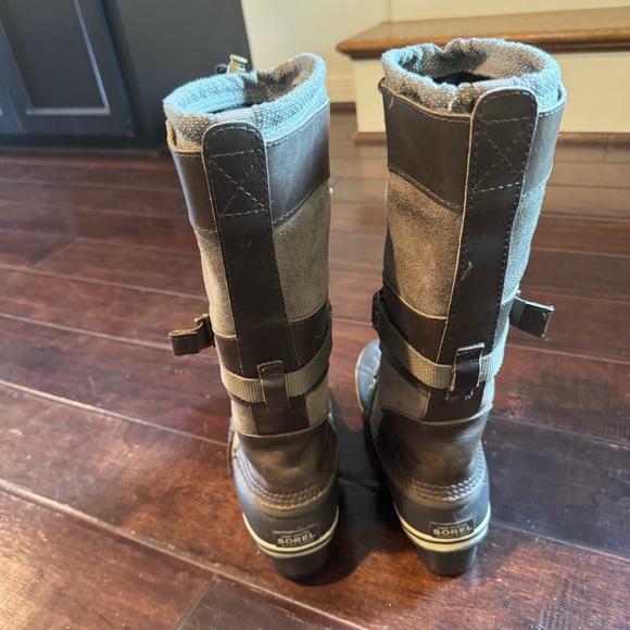 SOREL Carly Conquest Brown and Black Lace-Up Stylish Winter Boots Snow size 9 - Picture 5 of 8